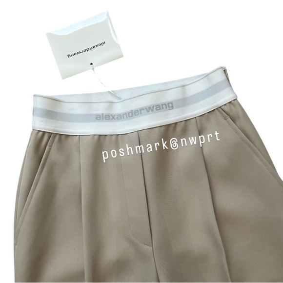 NWT ✨ Alexander Wang Pleated Wool Trousers High Waist Dress Pants Beige 0 XS - Picture 5 of 15